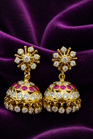 Ruby Radiance Crystal Jhumkas