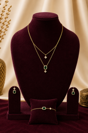 Emerald Duo-Layer Elegance Pendant Set