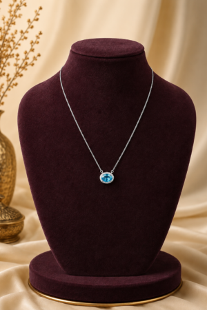 Ocean Blue Halo Pendant Chain