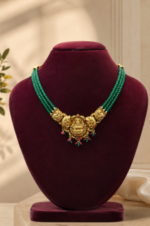 Divine Lakshmi Emerald Beads Necklace