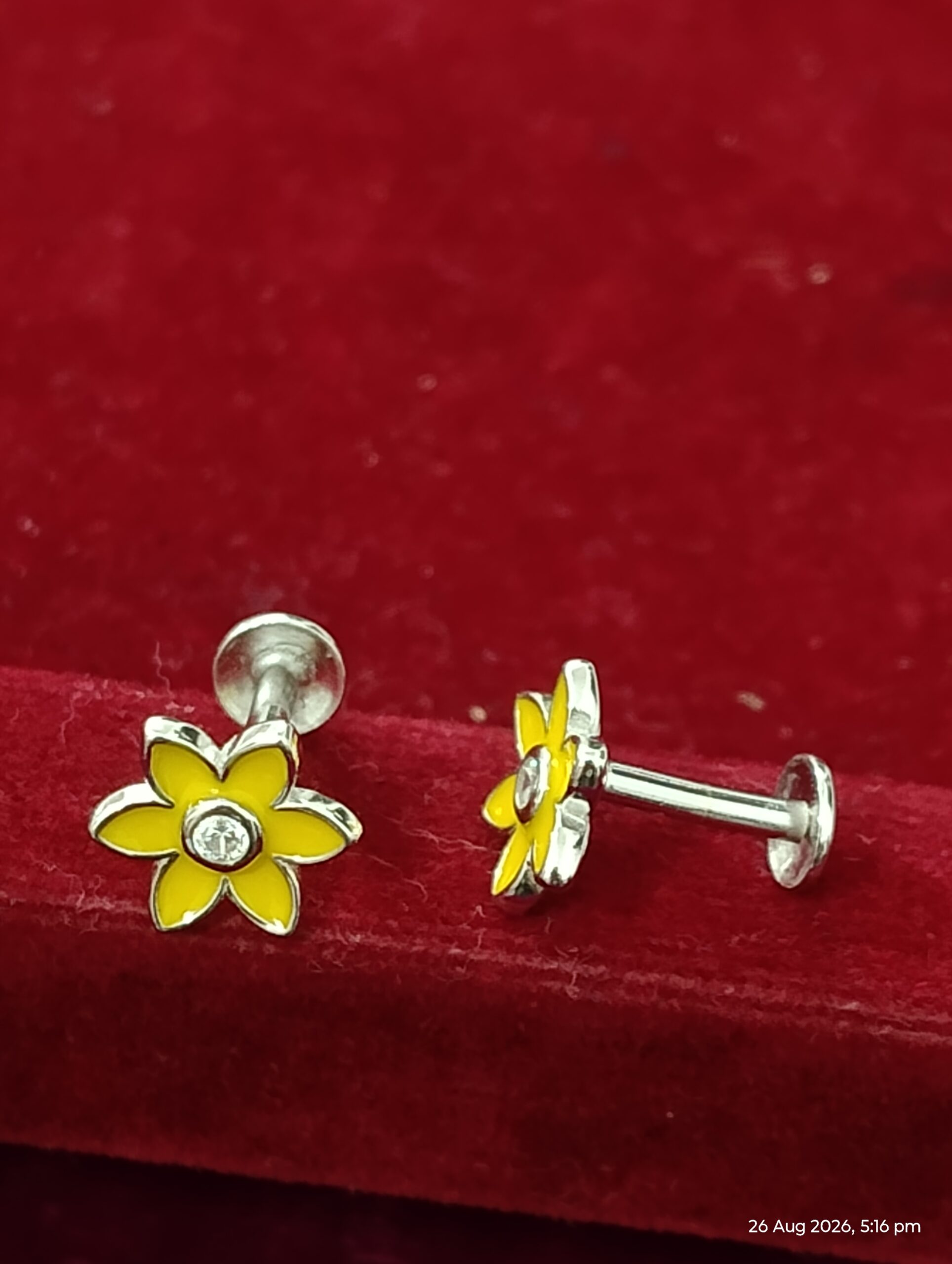 Sunshine Bloom Solitaire Stud Earrings - Image 2