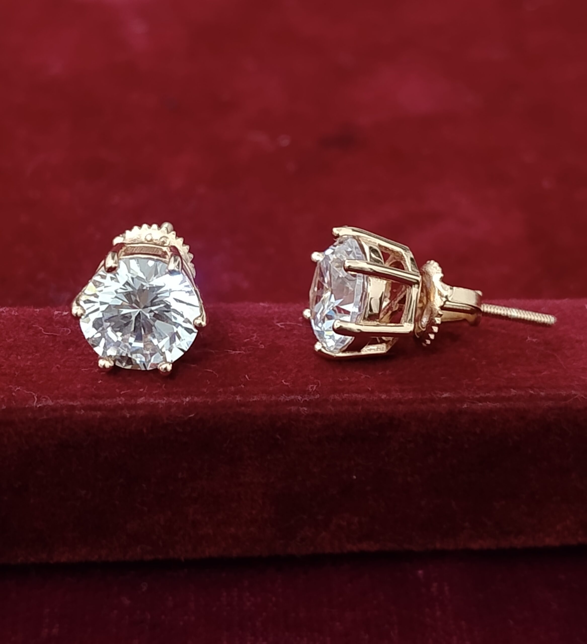 Rose Gold Radiance Solitaire Stud Earrings - Image 2