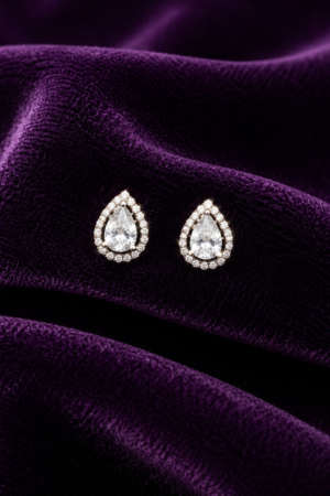 Timeless Teardrop Halo Stud Earrings