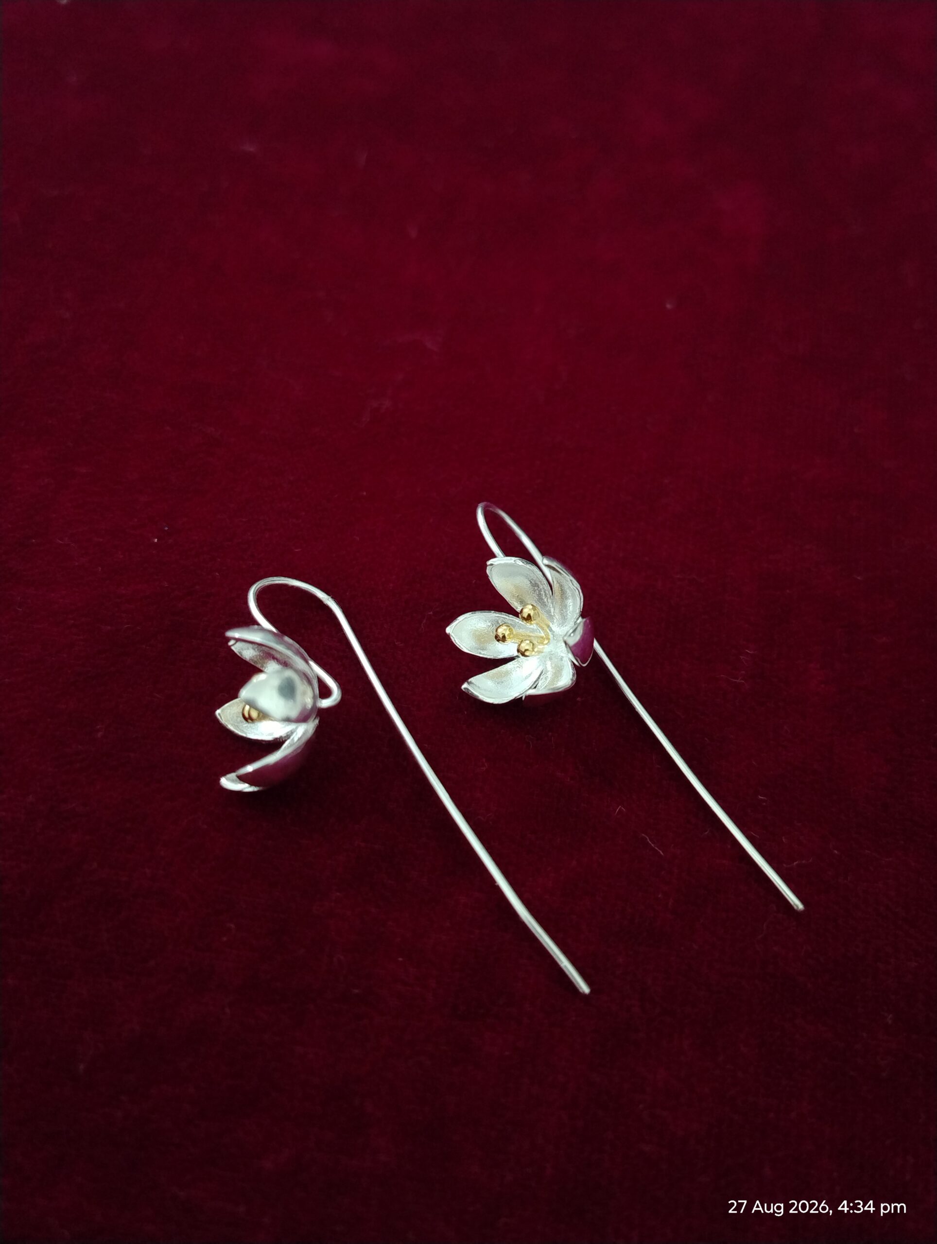 Golden Whisper Floral Drop Earrings - Image 2