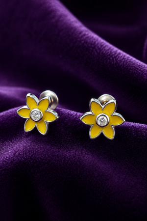 Sunshine Bloom Solitaire Stud Earrings