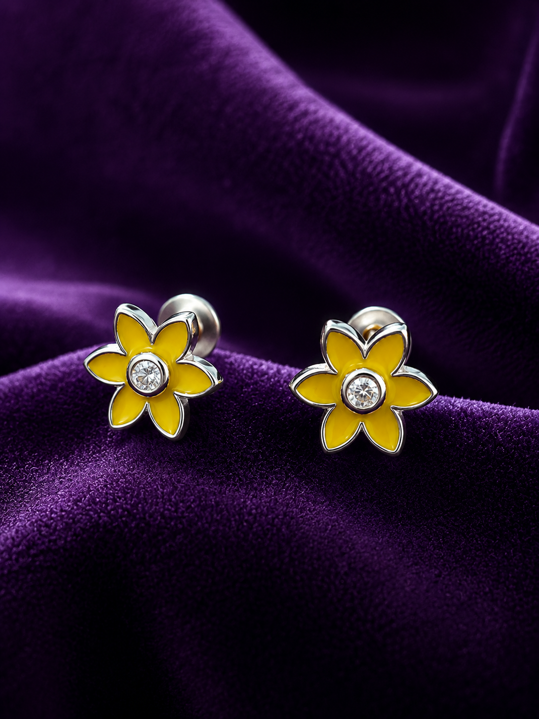Sunshine Bloom Solitaire Stud Earrings