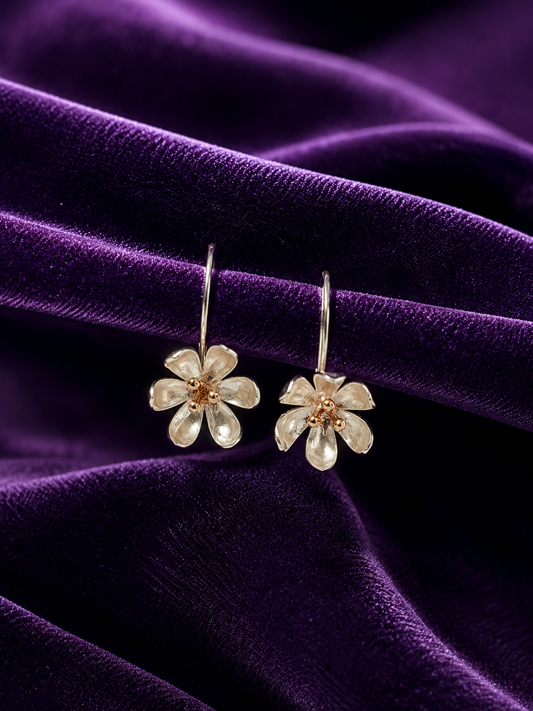 Golden Whisper Floral Drop Earrings