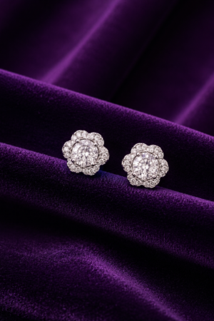 Celestial Blossom Solitaire Stud Earrings