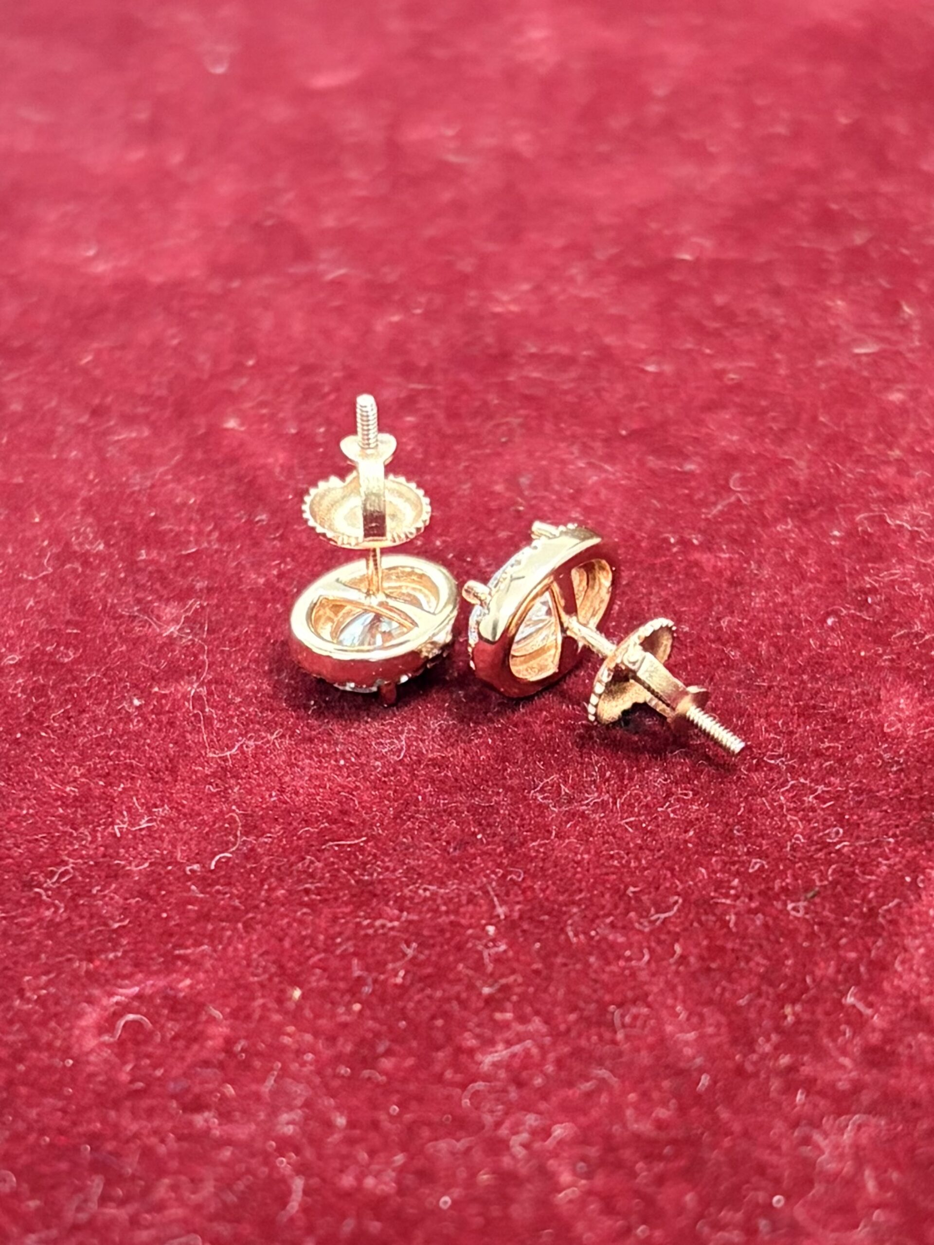 Rose Gold Oval Radiance Halo Stud Earrings - Image 2