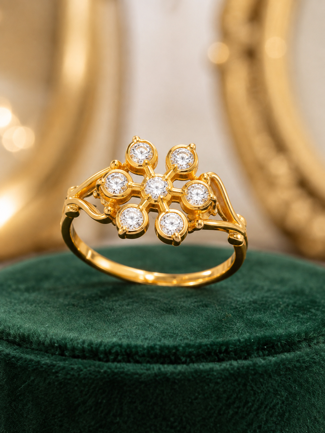Celestial Seven-Stone Floral Finger Ring(size 8.5)