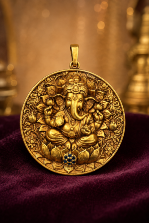 Divine Lotus Ganesha Temple Medallion Pendant