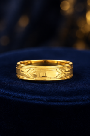 Classic Geometric Gold Band Ring(size 14.5)