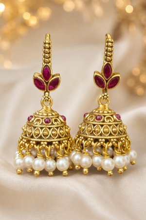 Ruby Pearl Heritage Jhumkas