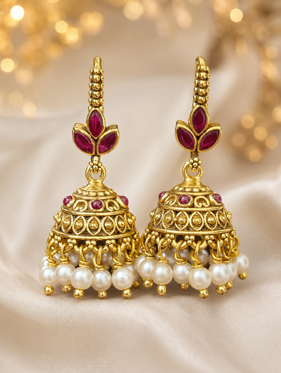 Ruby Pearl Heritage Jhumkas