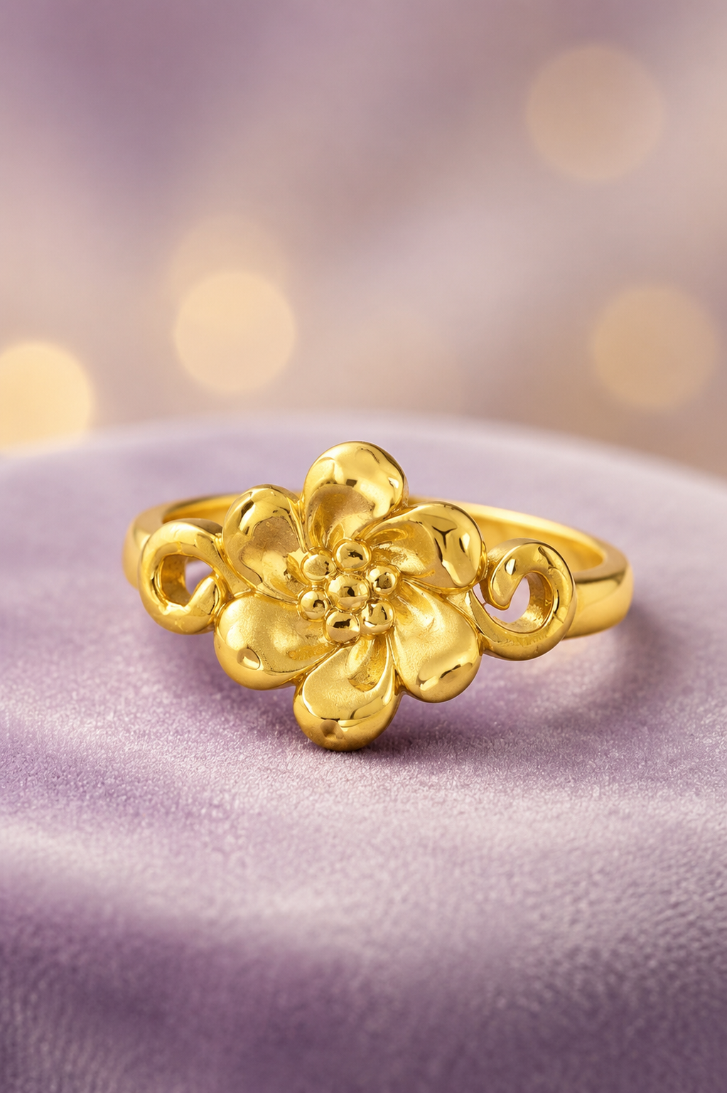 Golden Blossom Floral Finger Ring