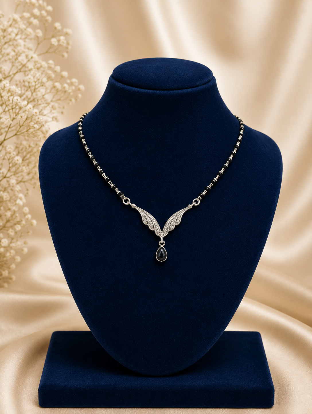 Midnight Teardrop Wing Mangalsutra