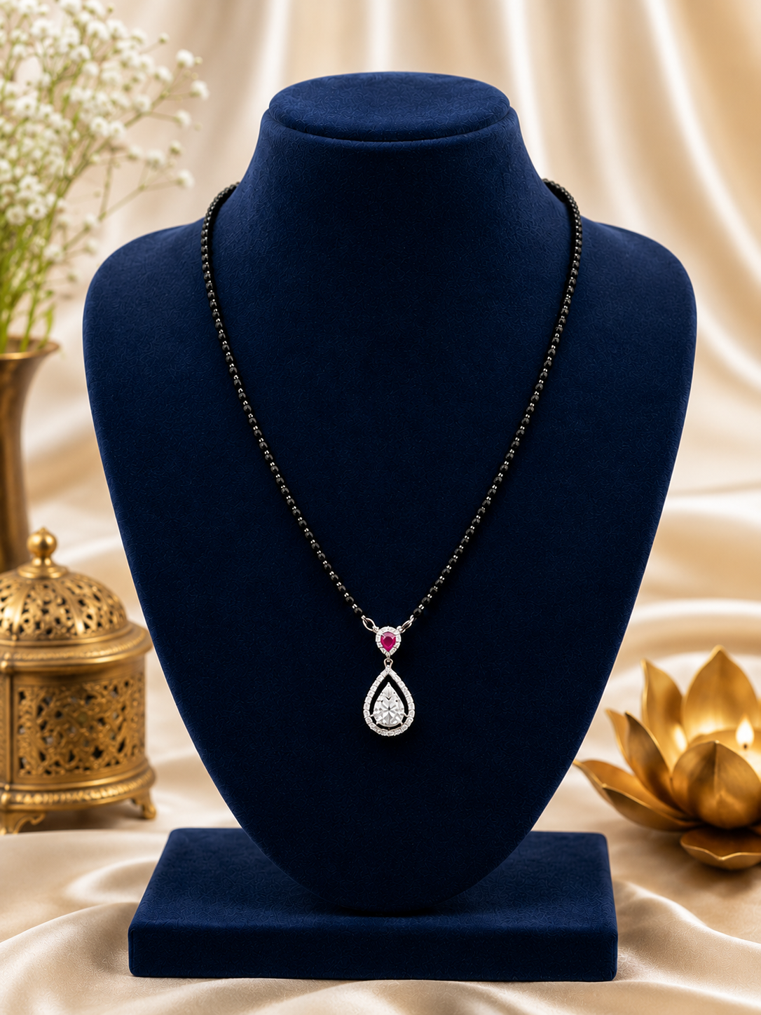 Ruby Crown Teardrop Mangalsutra