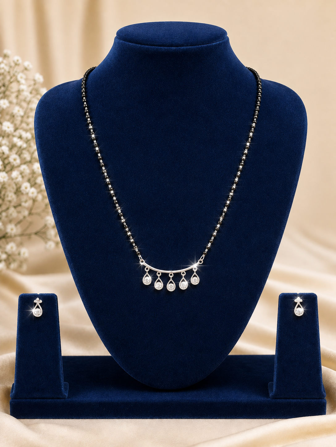 Crystal Dewdrop Charm Mangalsutra Set