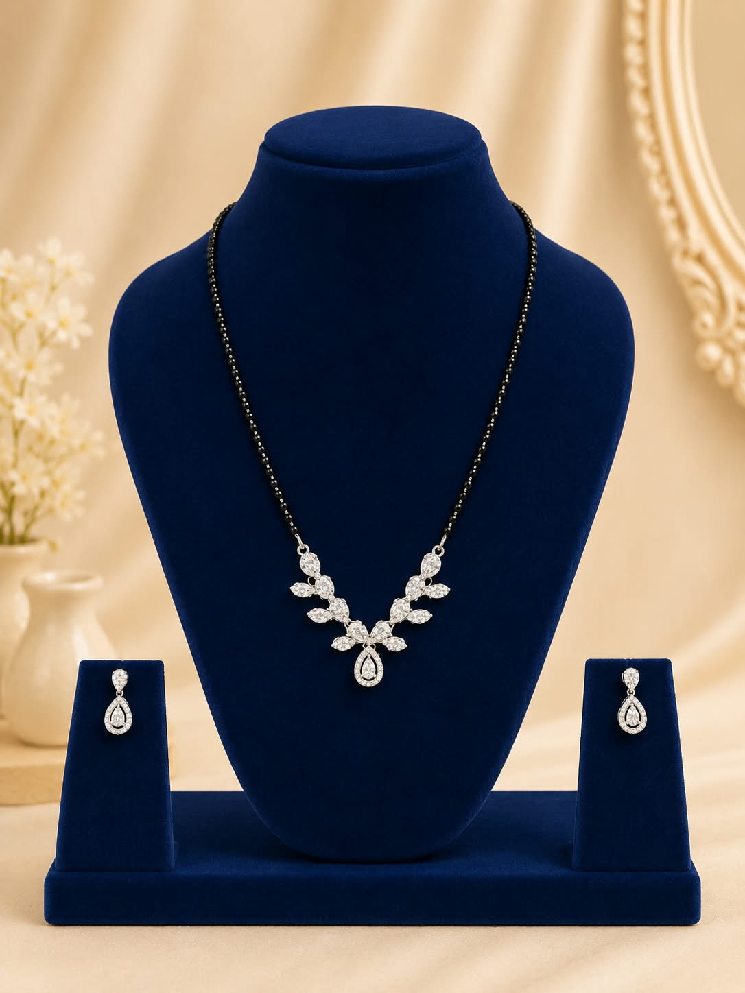 Crystal Vine Teardrop Mangalsutra Set