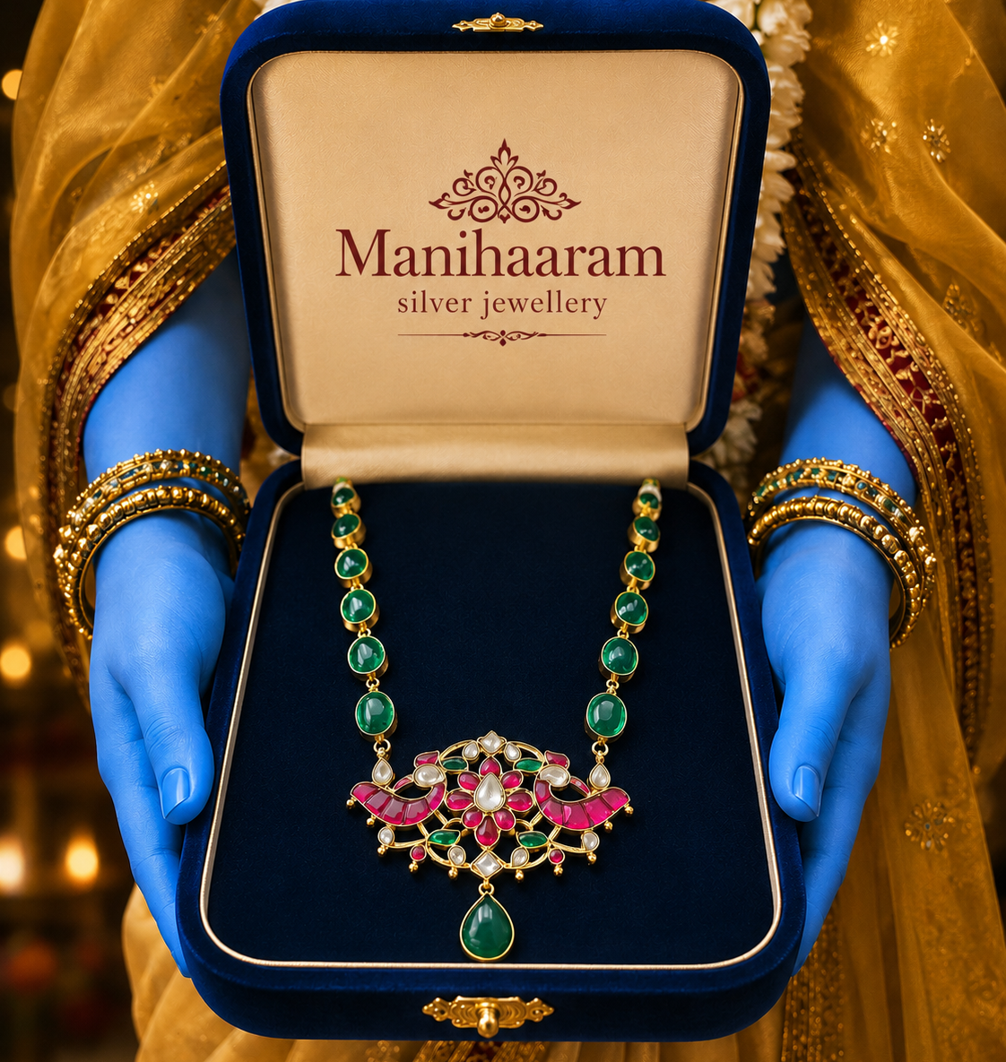 Emerald Peacock Kundan Heritage Necklace