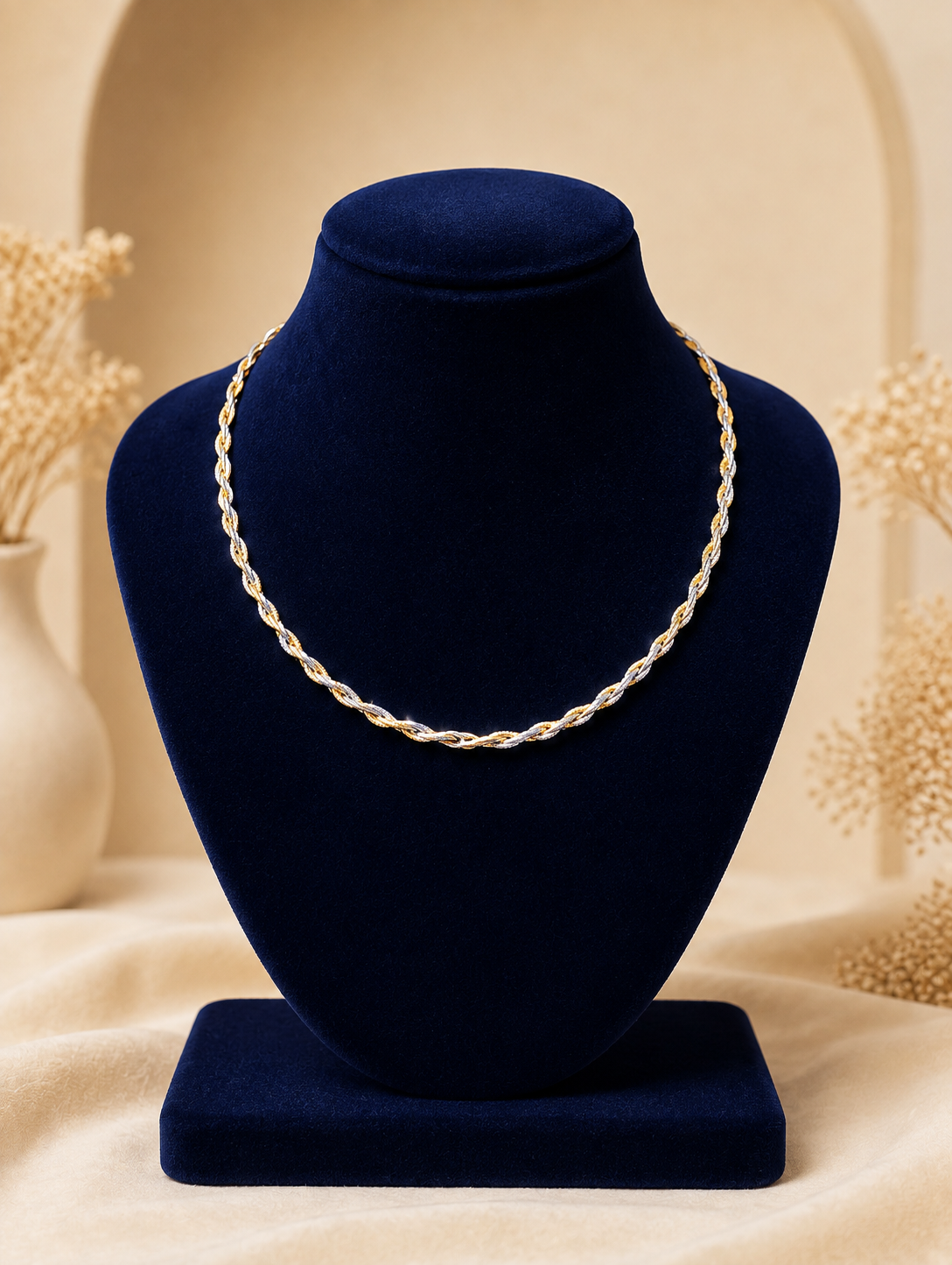 Elegant Dual-Tone Twist Italian Kanti Chain
