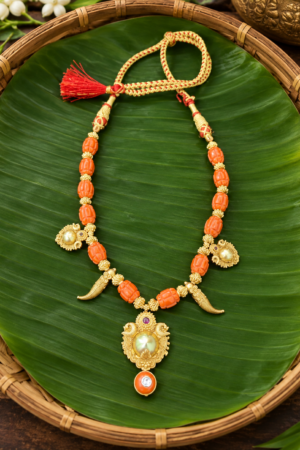 Royal Coral Peacock Nakshi Mala