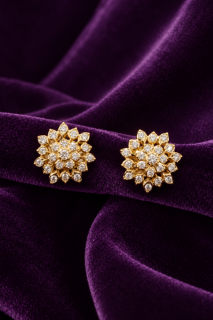 Radiant Lotus Bloom White Stone Studs