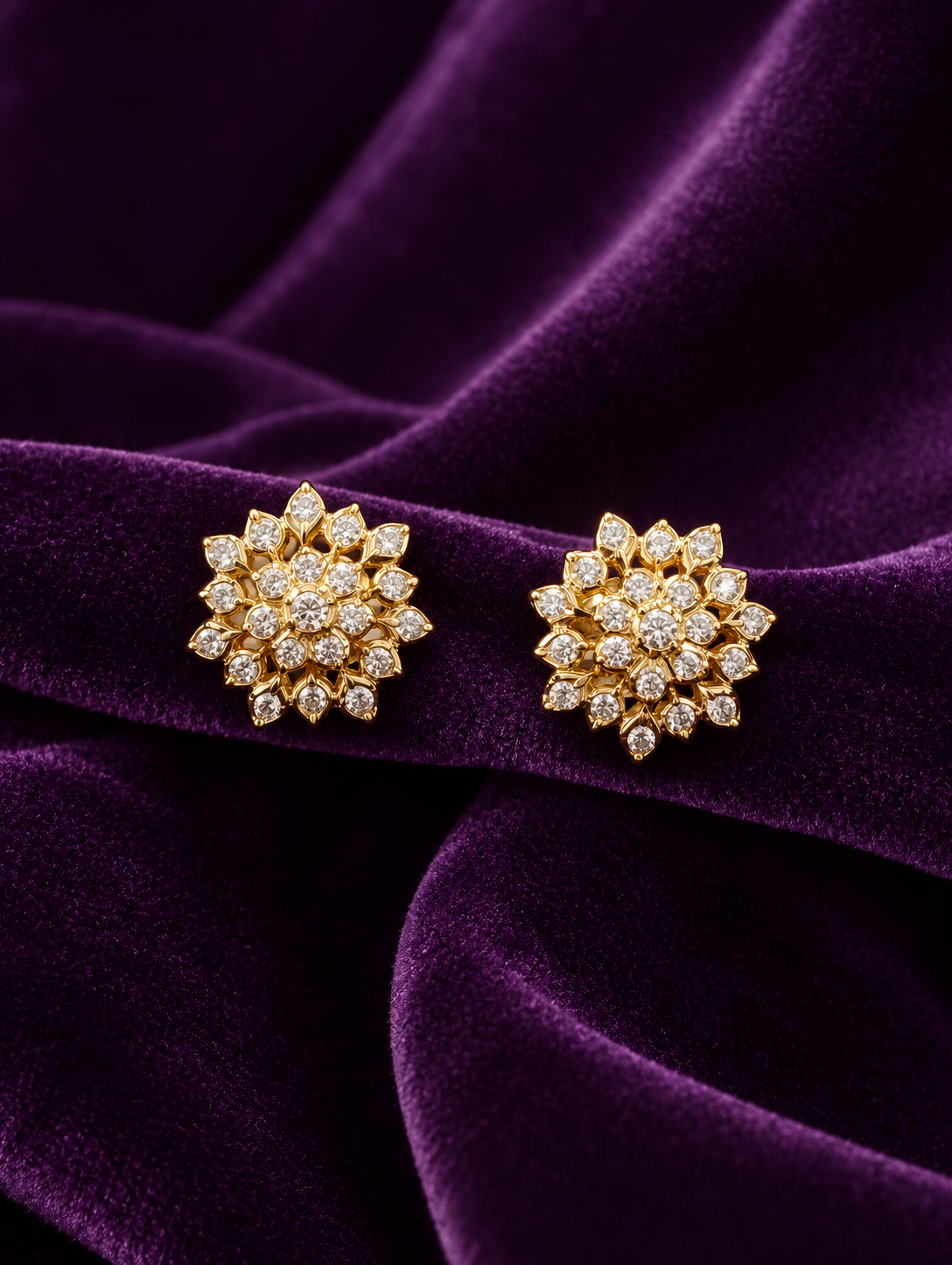 Radiant Lotus Bloom White Stone Studs