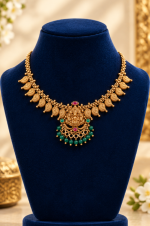 Divine Lakshmi Mango Charm Temple Necklace