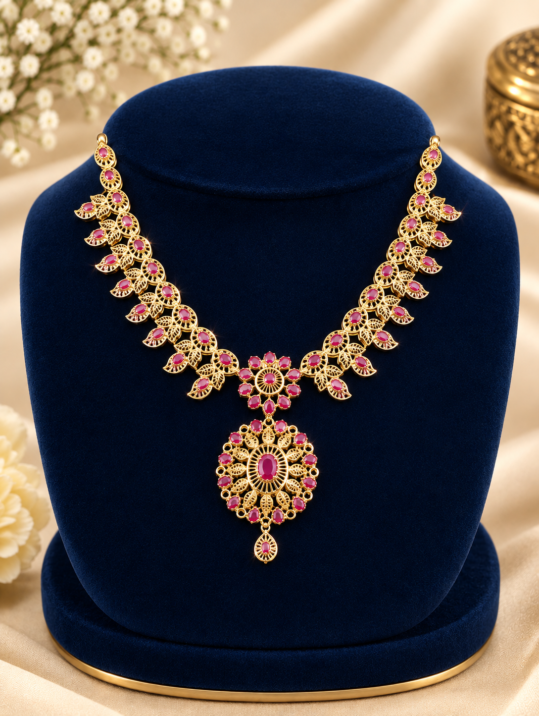 Ruby Pushpa Latha Necklace Set - Image 2