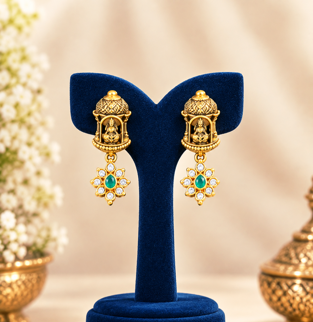 Divine Lakshmi Emerald Temple Haram Set - Image 2