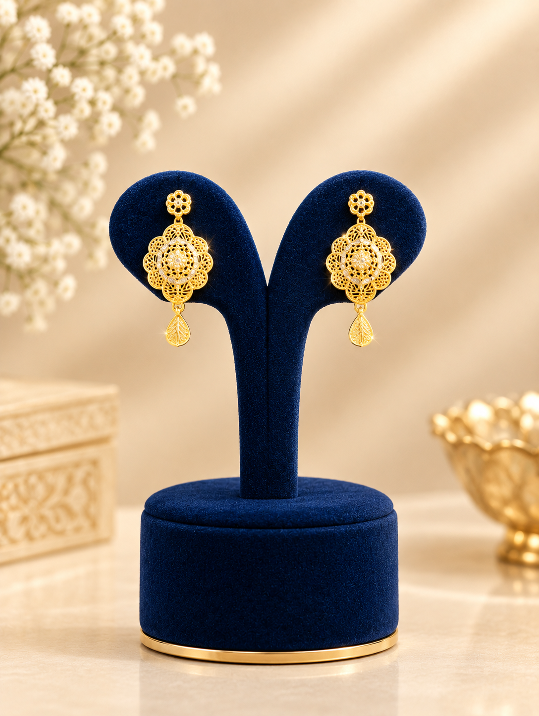 Golden Filigree Floral Necklace Set - Image 2