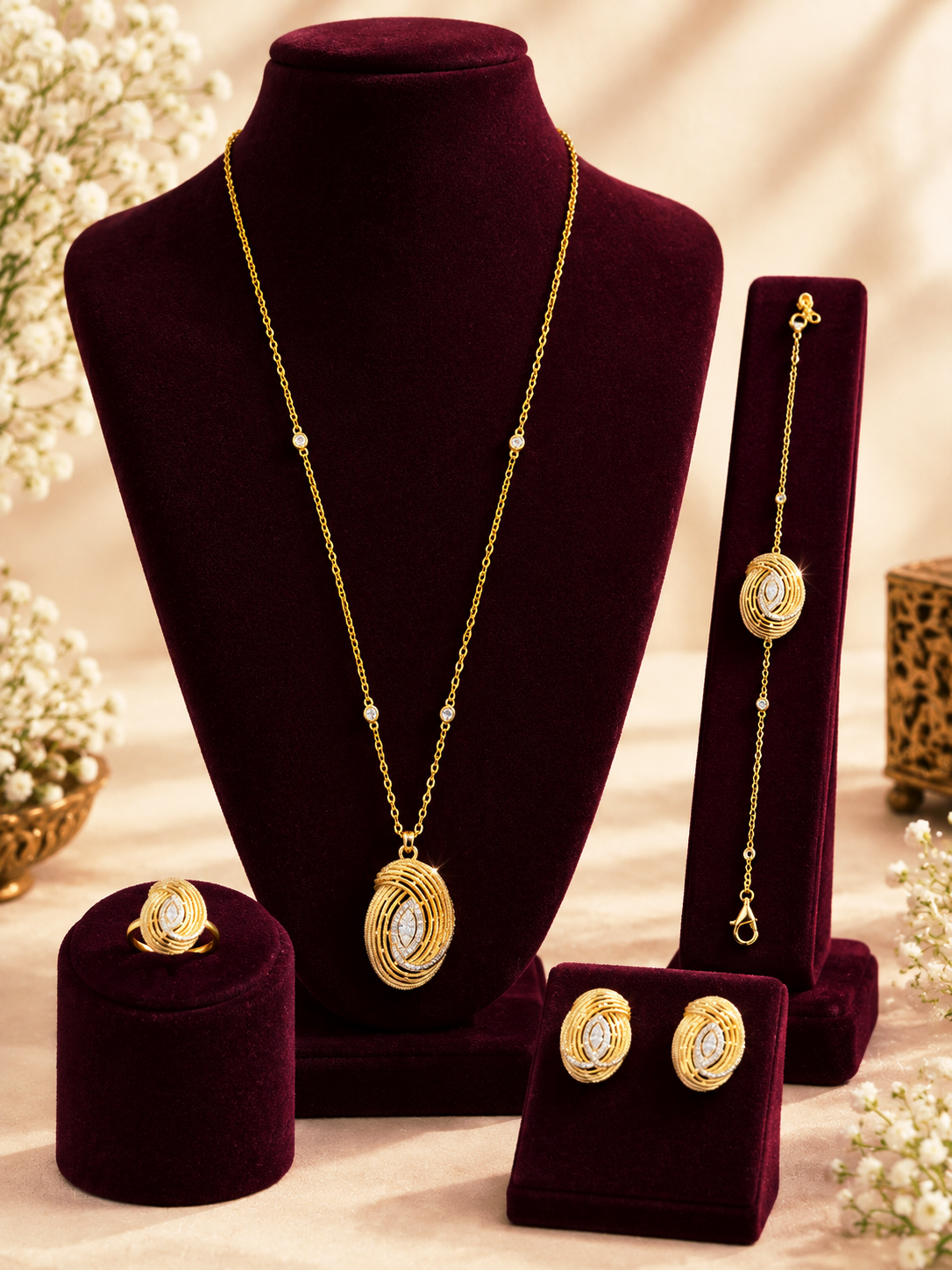 Golden Orbit Elegance Jewellery Set