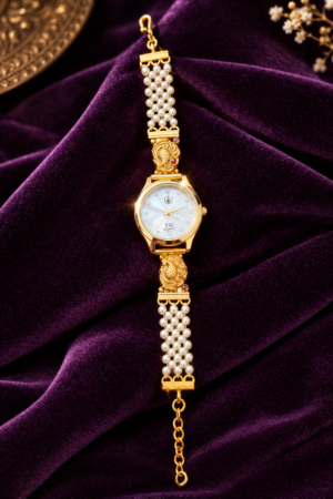 Pearl Majesty Peacock Gold-Polished Watch