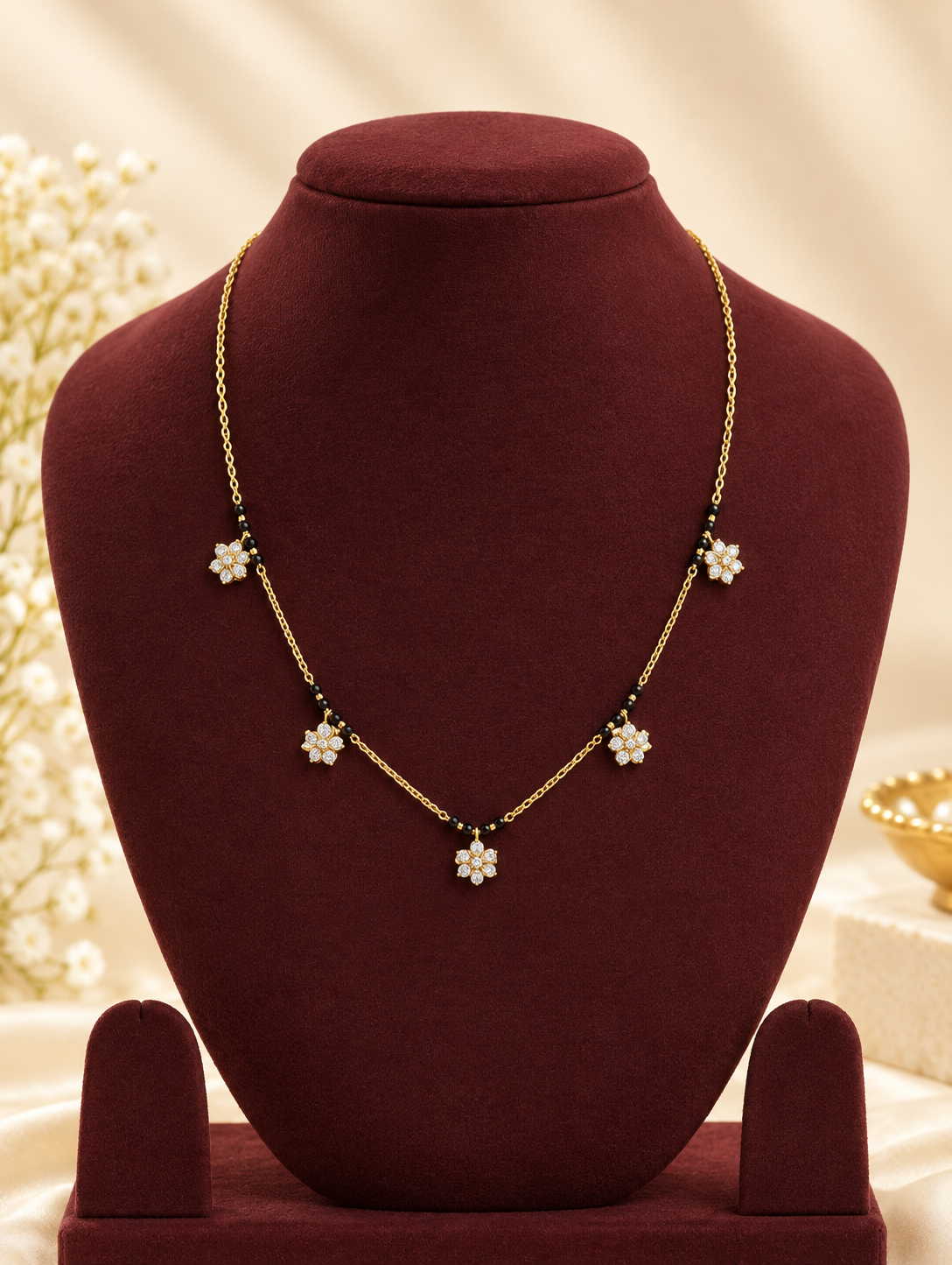 Pushpika Sparkle Black Bead Mangalsutra