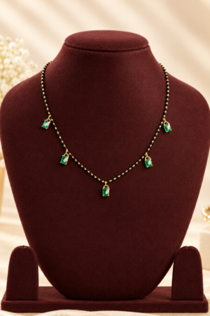 Emerald Charm Black Bead Mangalsutra