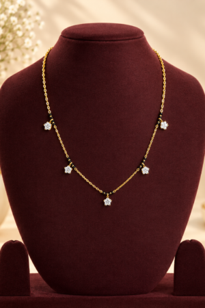 Floral Sparkle Black Bead Mangalsutra
