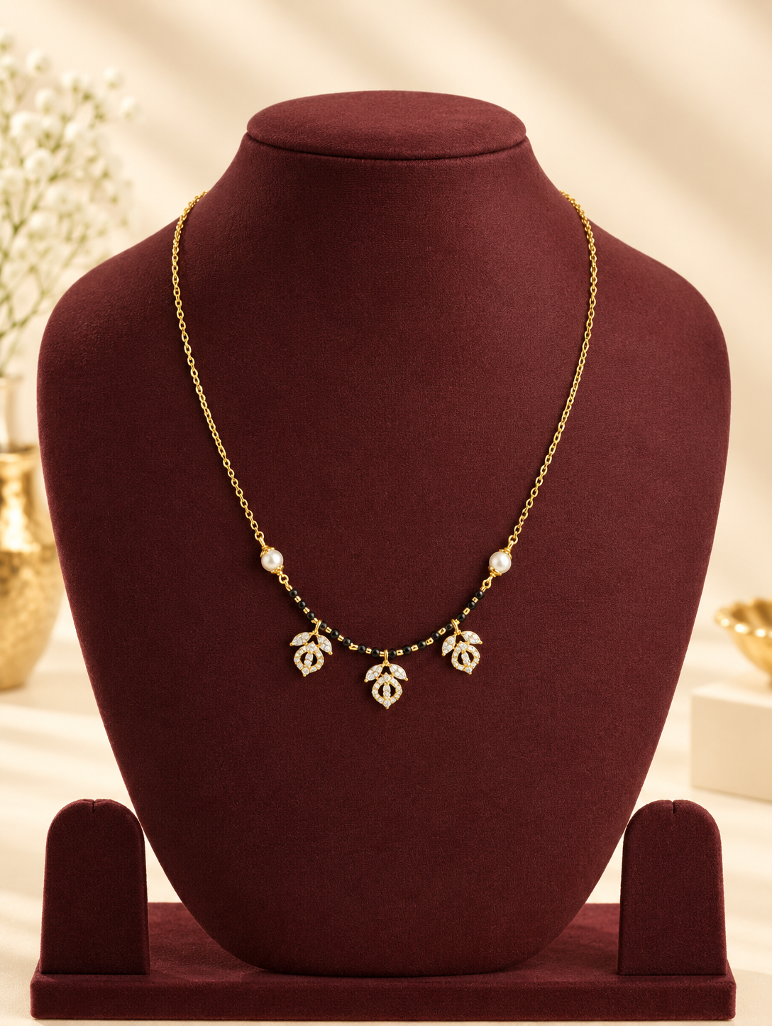Pearl Grace Floral Drop Mangalsutra