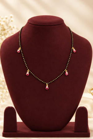 Ruby Dewdrop Black Bead Mangalsutra