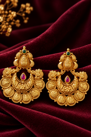 Lakshmi Kasu Peacock Chandbali Earrings