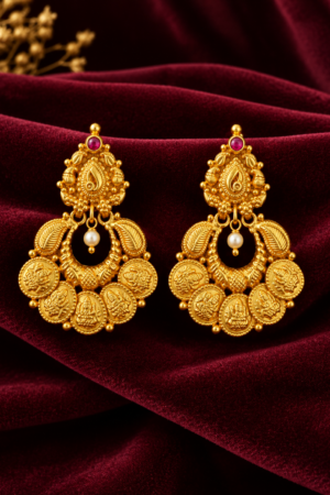 Lakshmi Kasu Pearl Chandbali Earrings