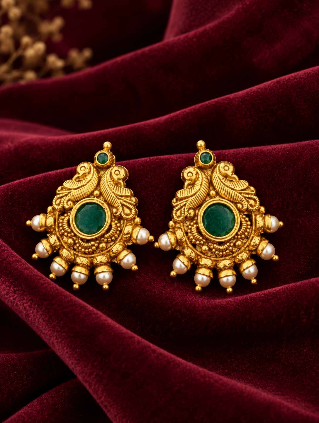 Emerald Peacock Heritage Earrings