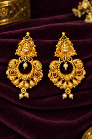 Divine Lakshmi Peacock Temple Earrings