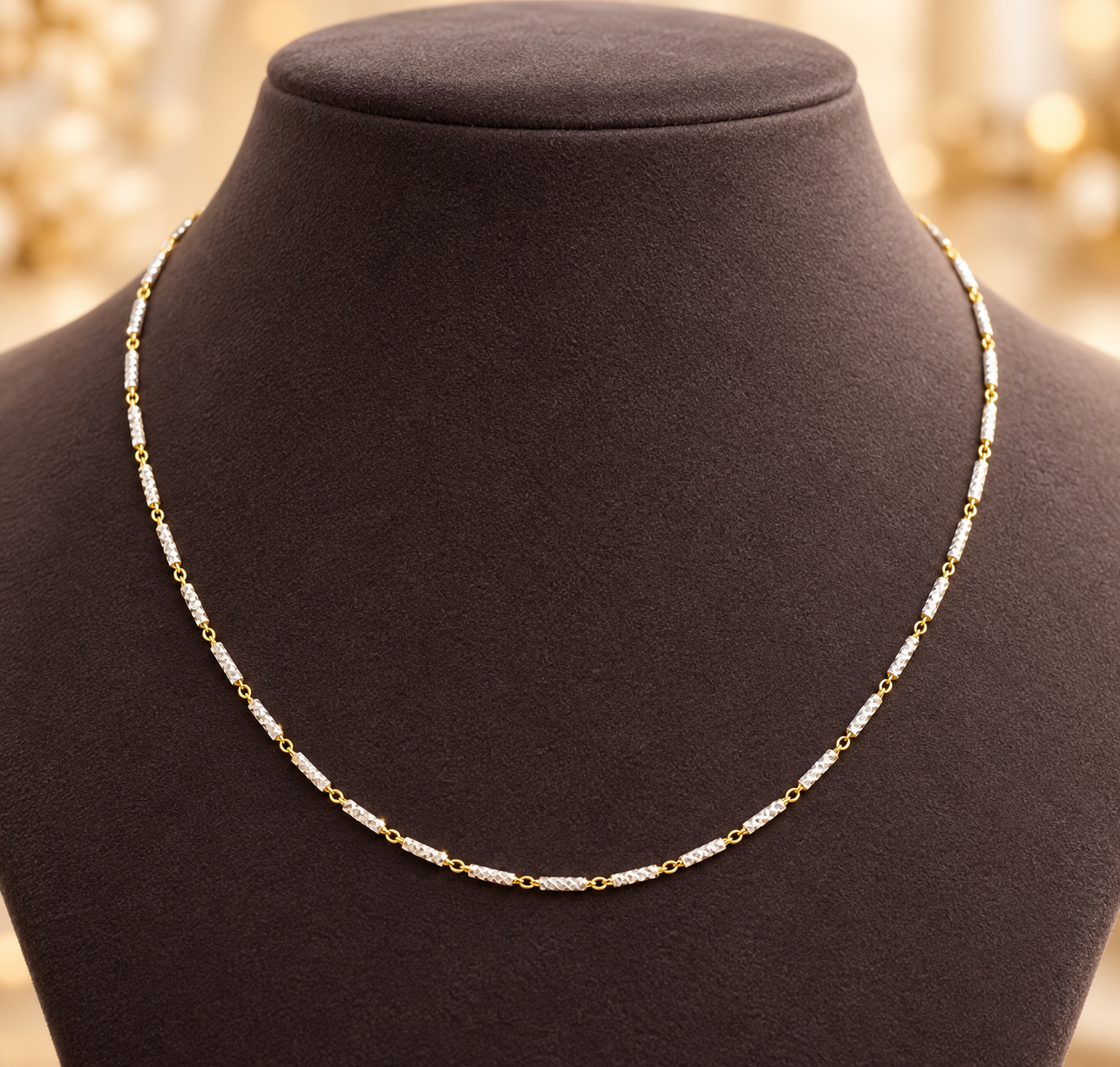 Diamond-Cut Dual-Tone Link Chain