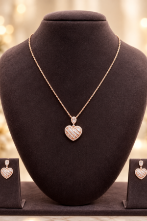 Everlasting Love Rose-Gold Heart Pendant Chain Set