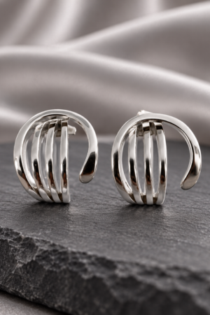 Contemporary Sculpted Loop Earrings – Rose Gold & Silver Polish