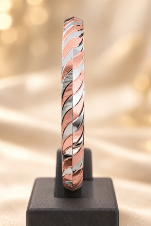 Rose-Silver Wave Elegance Kada
