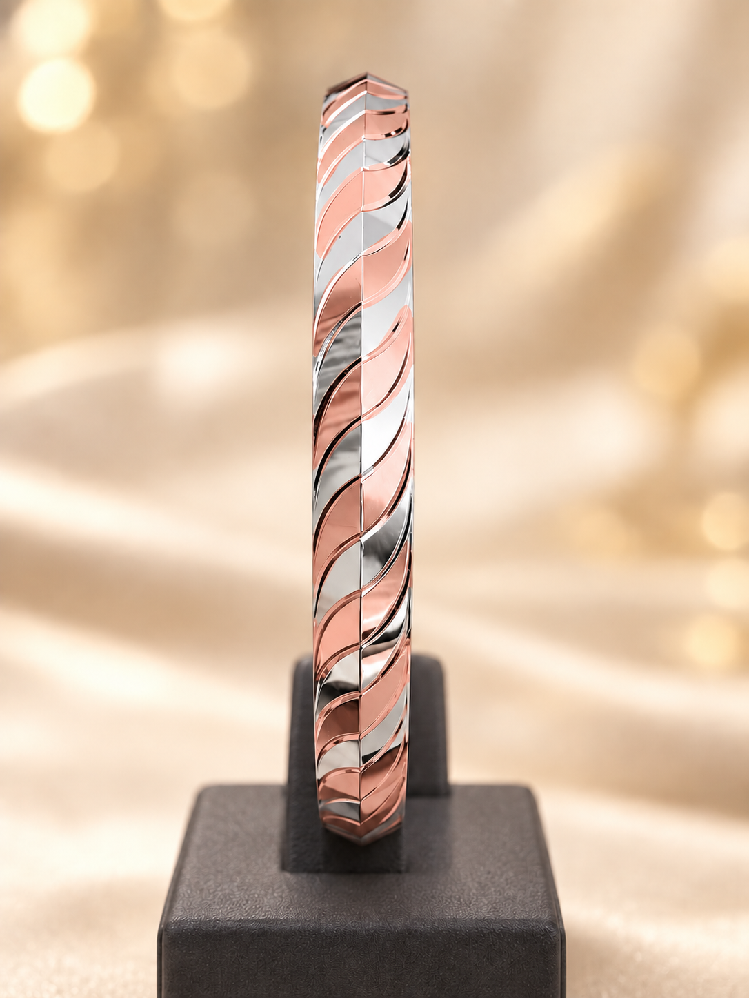 Rose-Silver Wave Elegance Kada