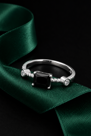 Midnight Princess Black Solitaire Ring