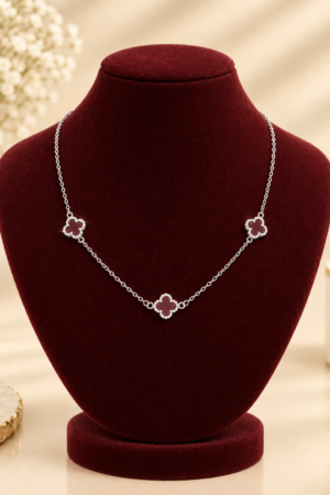 Crimson Clover Enamel White Stone Chain